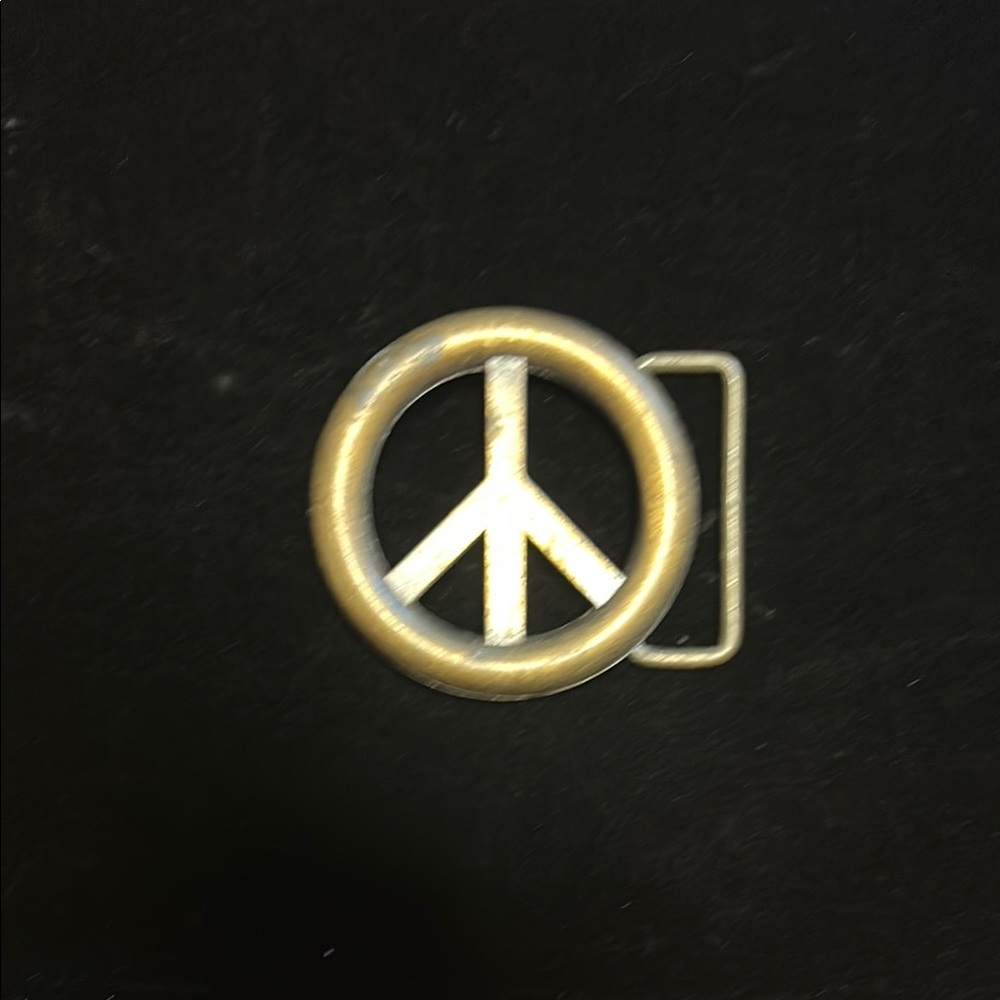 70s Brass Peace Sign Belt Buckle